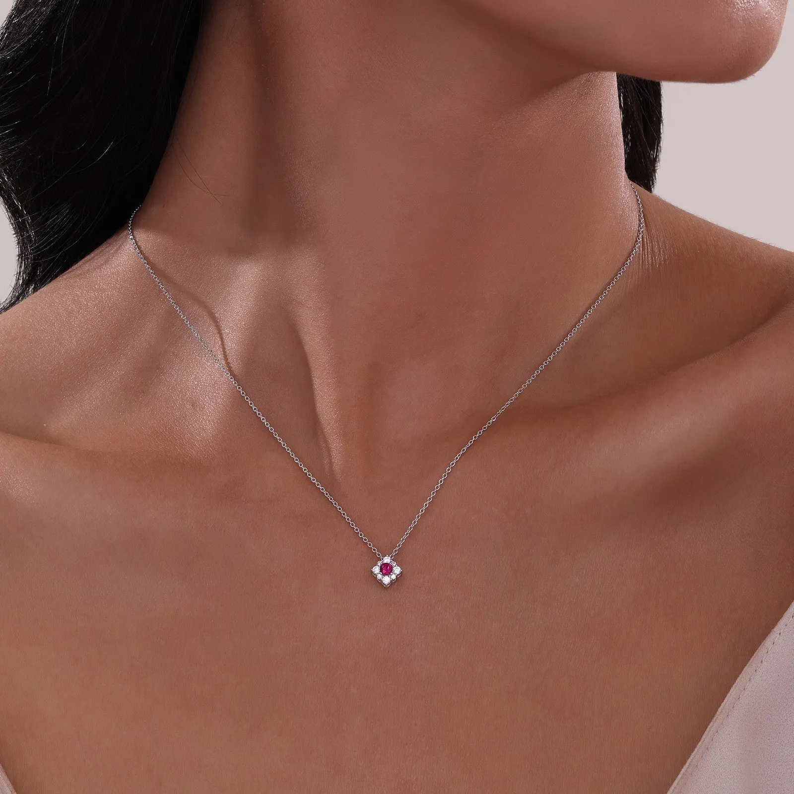 0.43 CTW Halo Necklace N0324CEG18