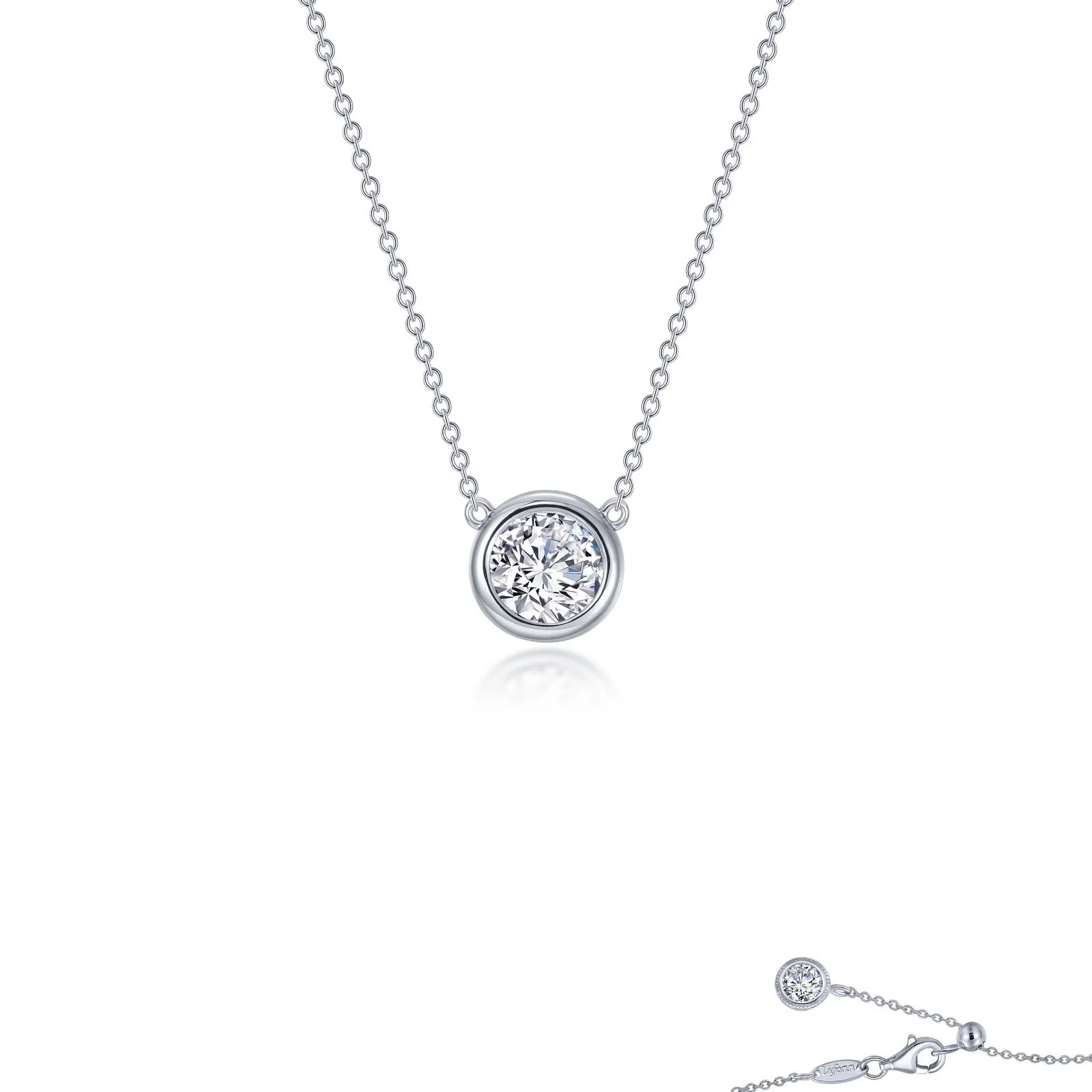 0.45 CTW Bezel-set Solitaire Necklace N0290CLP16