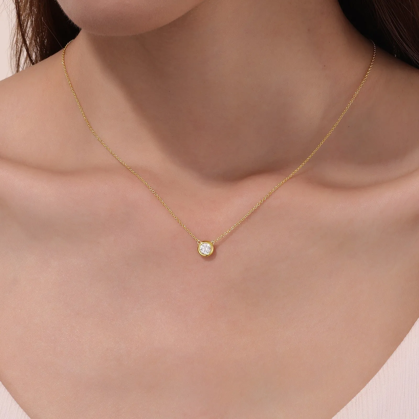 0.5 CTW Bezel-set Solitaire Necklace N0291CLG16