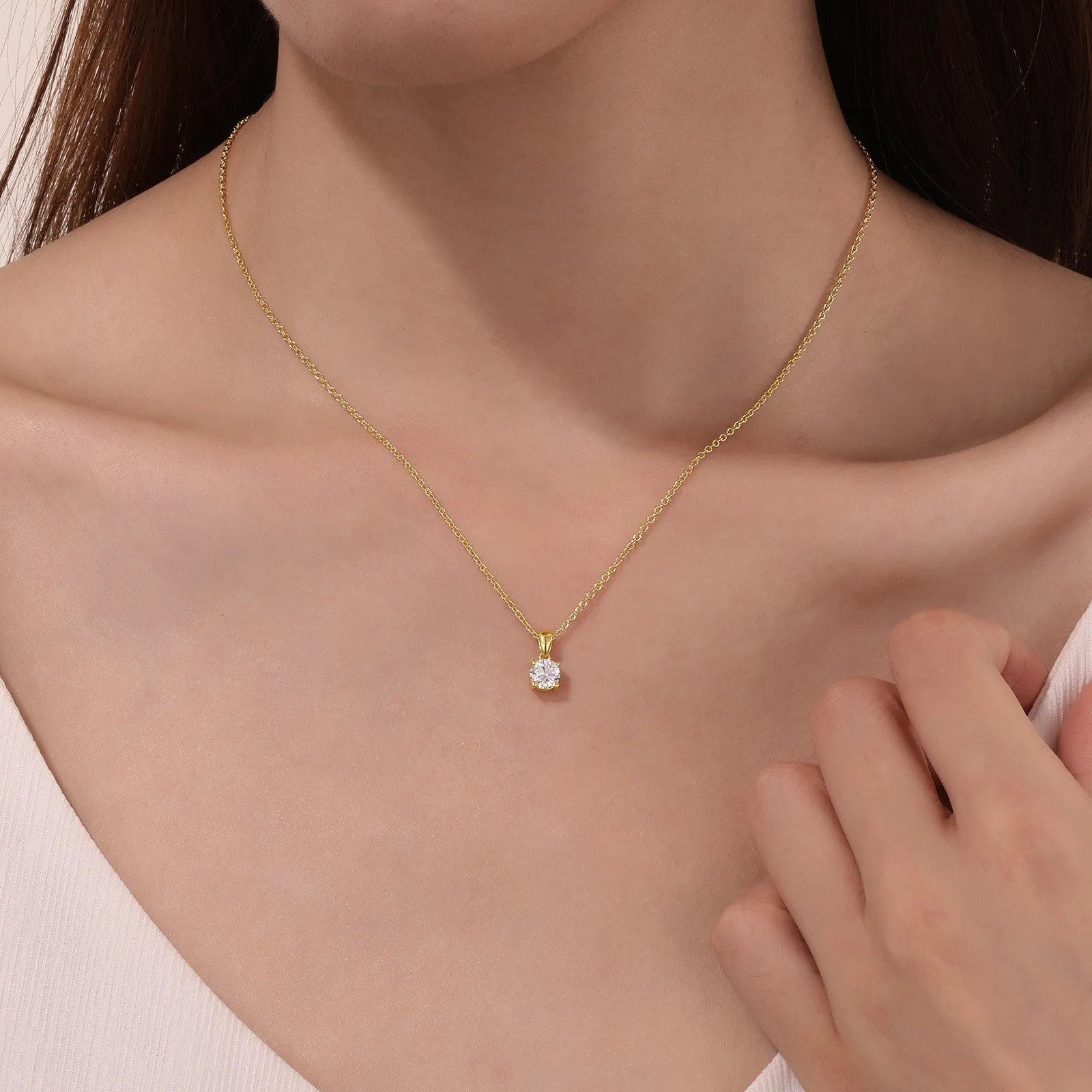 0.50 CTW 4-Prong Solitaire Necklace N0302CLP20