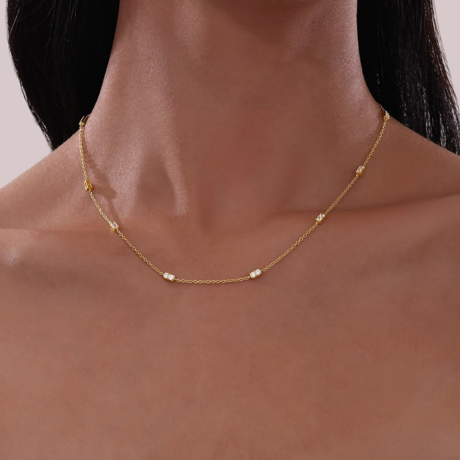 0.6 CTW Adjustable Station Necklace N0321BTP18