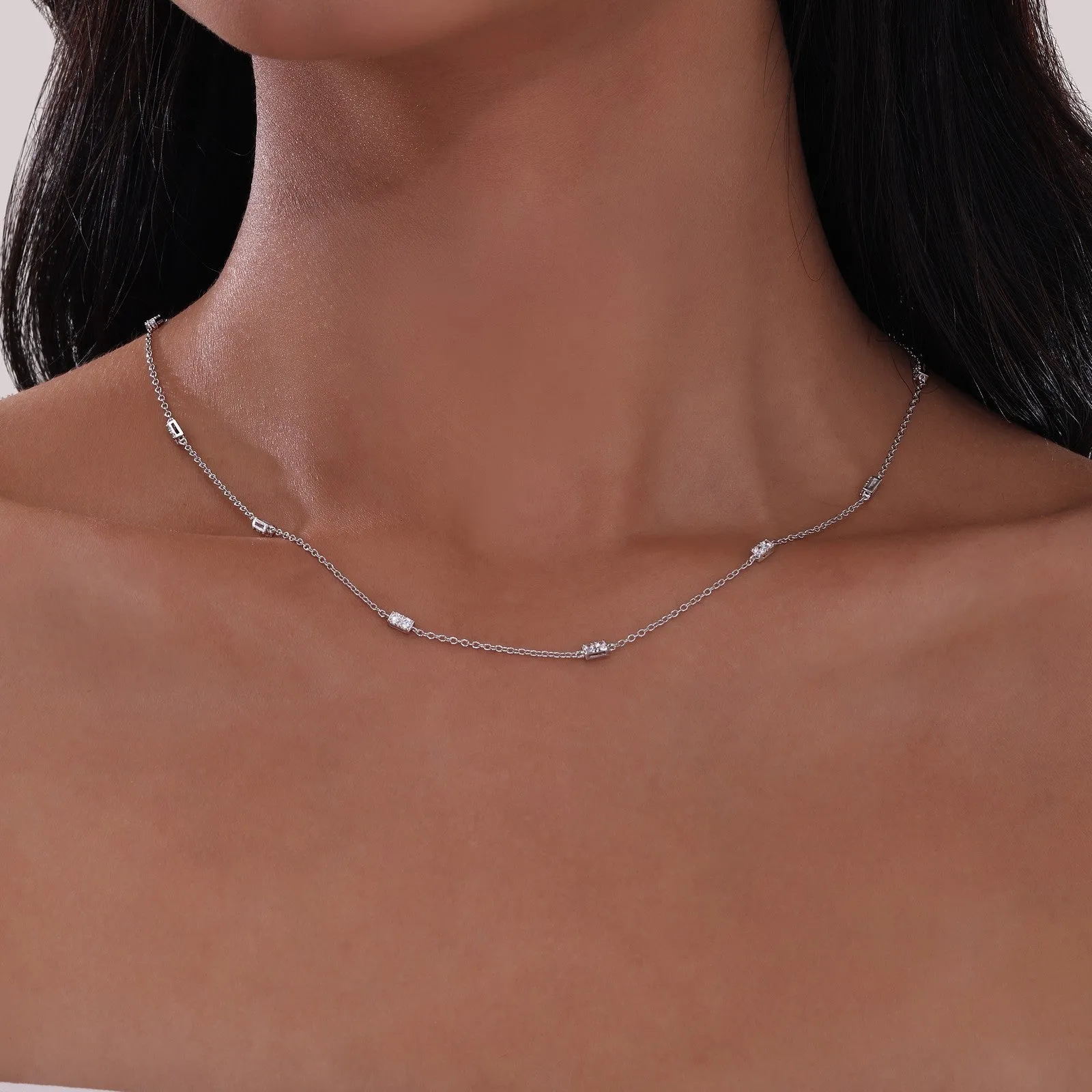 0.6 CTW Adjustable Station Necklace N0321BTP18