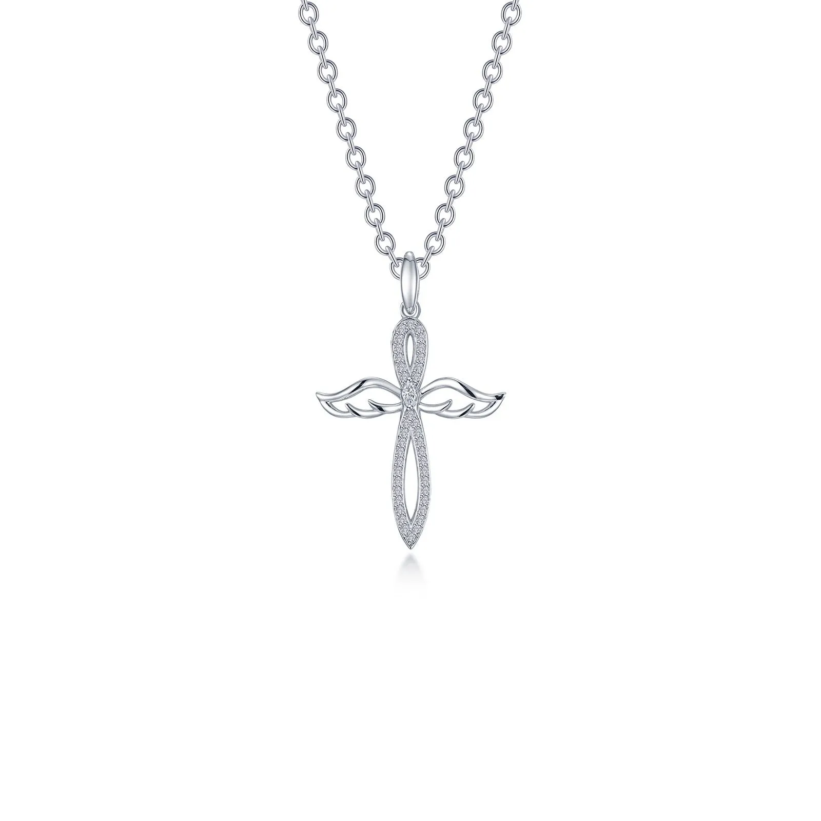 0.74 CTW Angel Wings Cross Necklace N2029CLP20