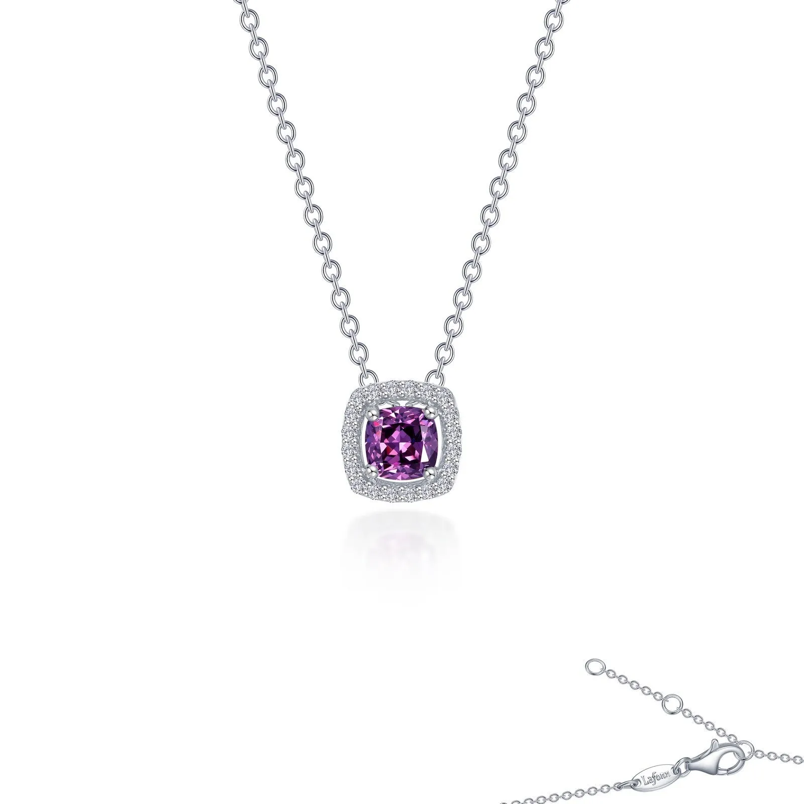 0.76 CTW Cushion-Cut Halo Necklace N0100AMP18