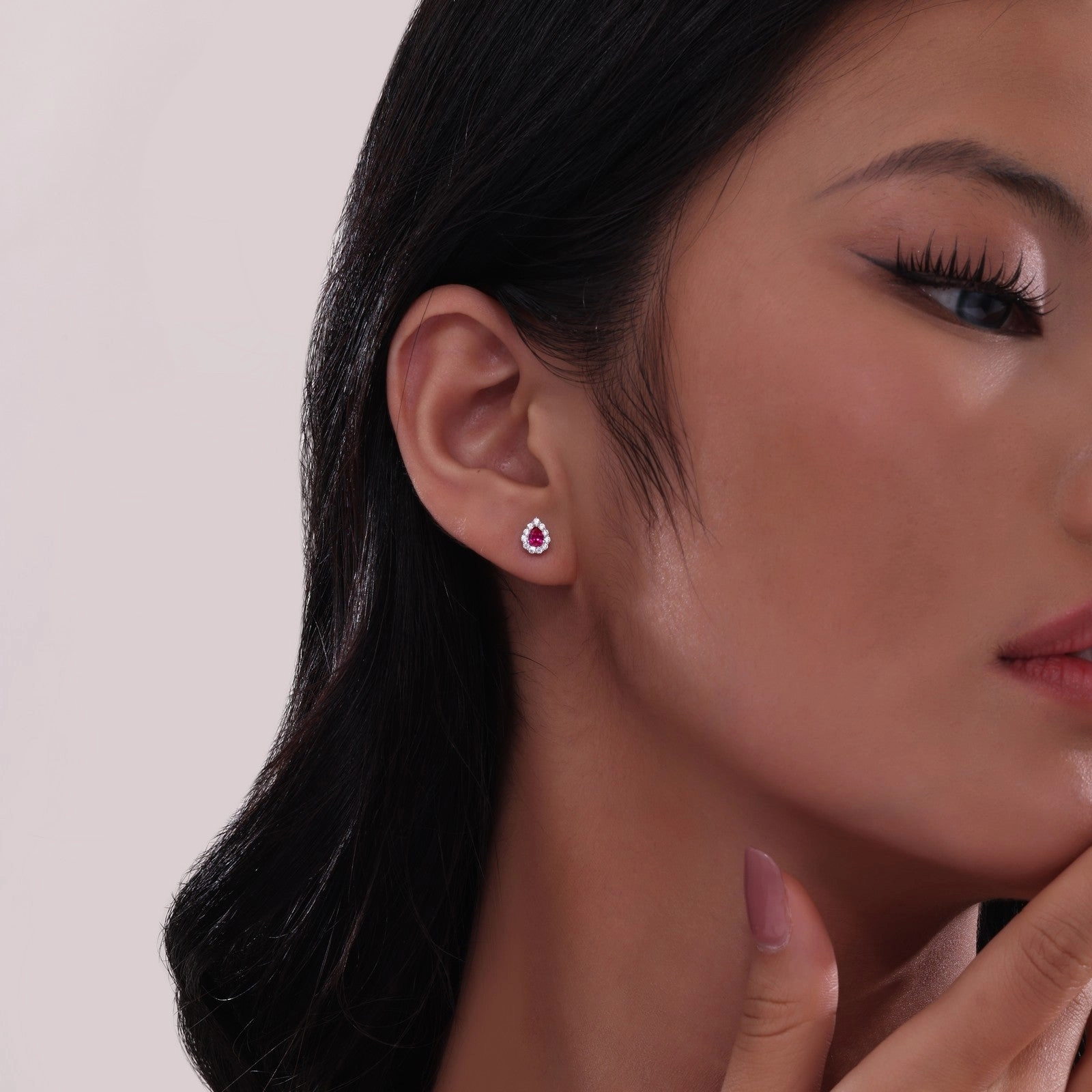 0.72 CTW Pear-shaped Halo Stud Earrings E0597CEG00