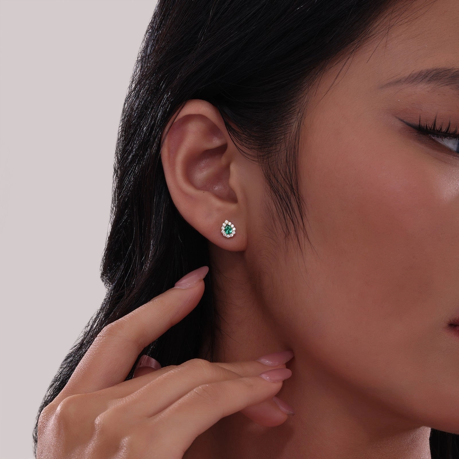 0.72 CTW Pear-shaped Halo Stud Earrings E0597CRP00