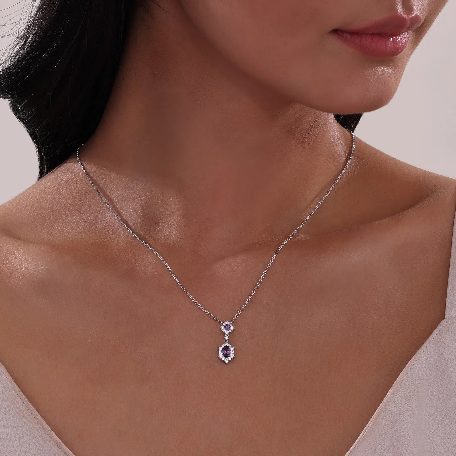 1.02 CTW Oval Halo Necklace N0322CTG20