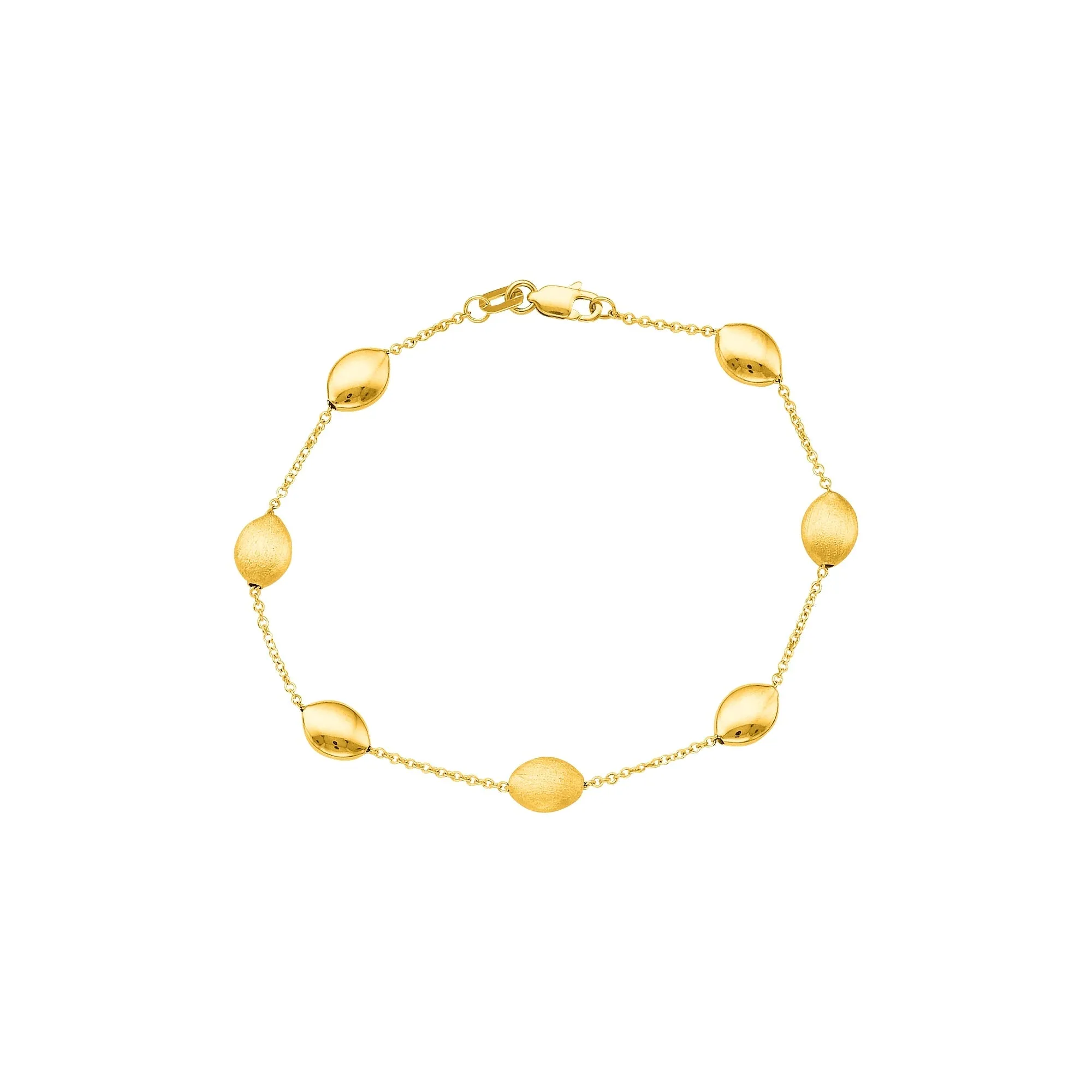 14K Tri-color Gold Satin Pebble Strand  Necklace