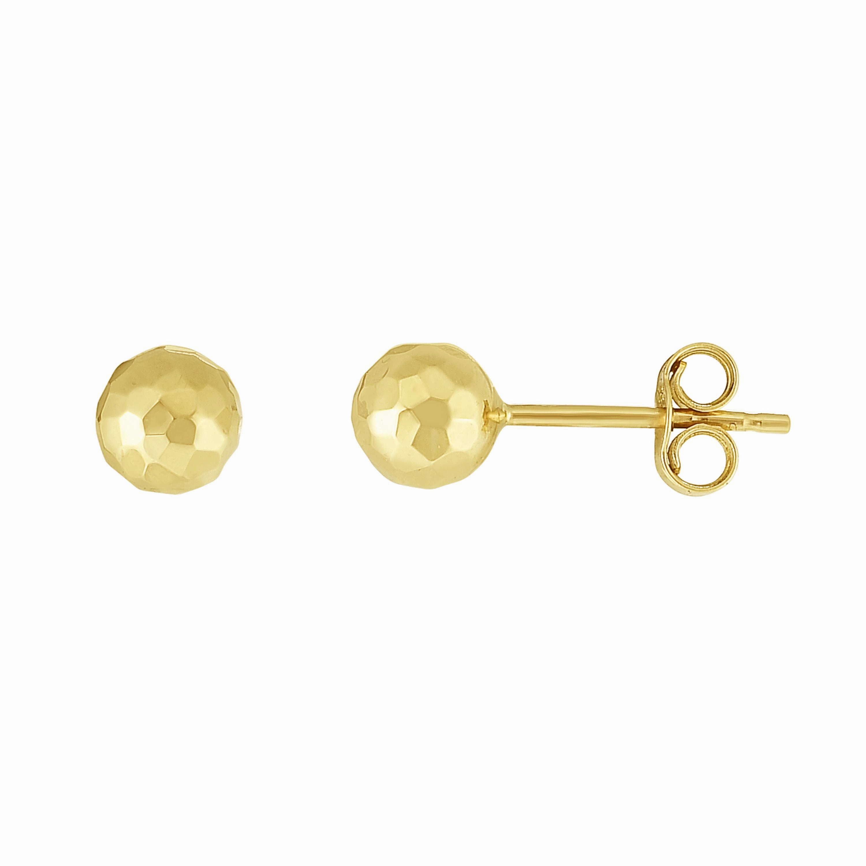 14K Gold 7mm Faceted Post Earring