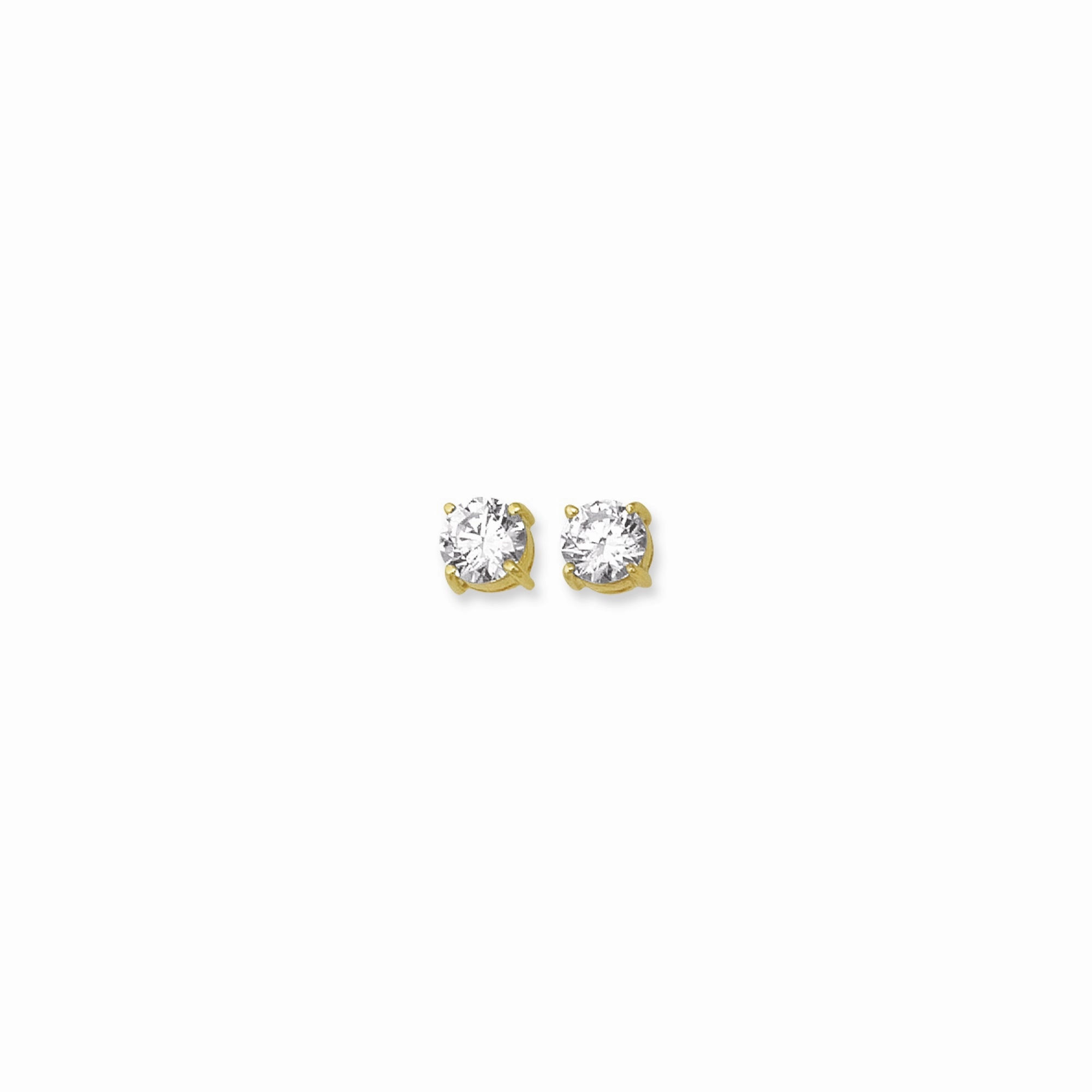 14K Gold 8mm Round CZ Stud Earring