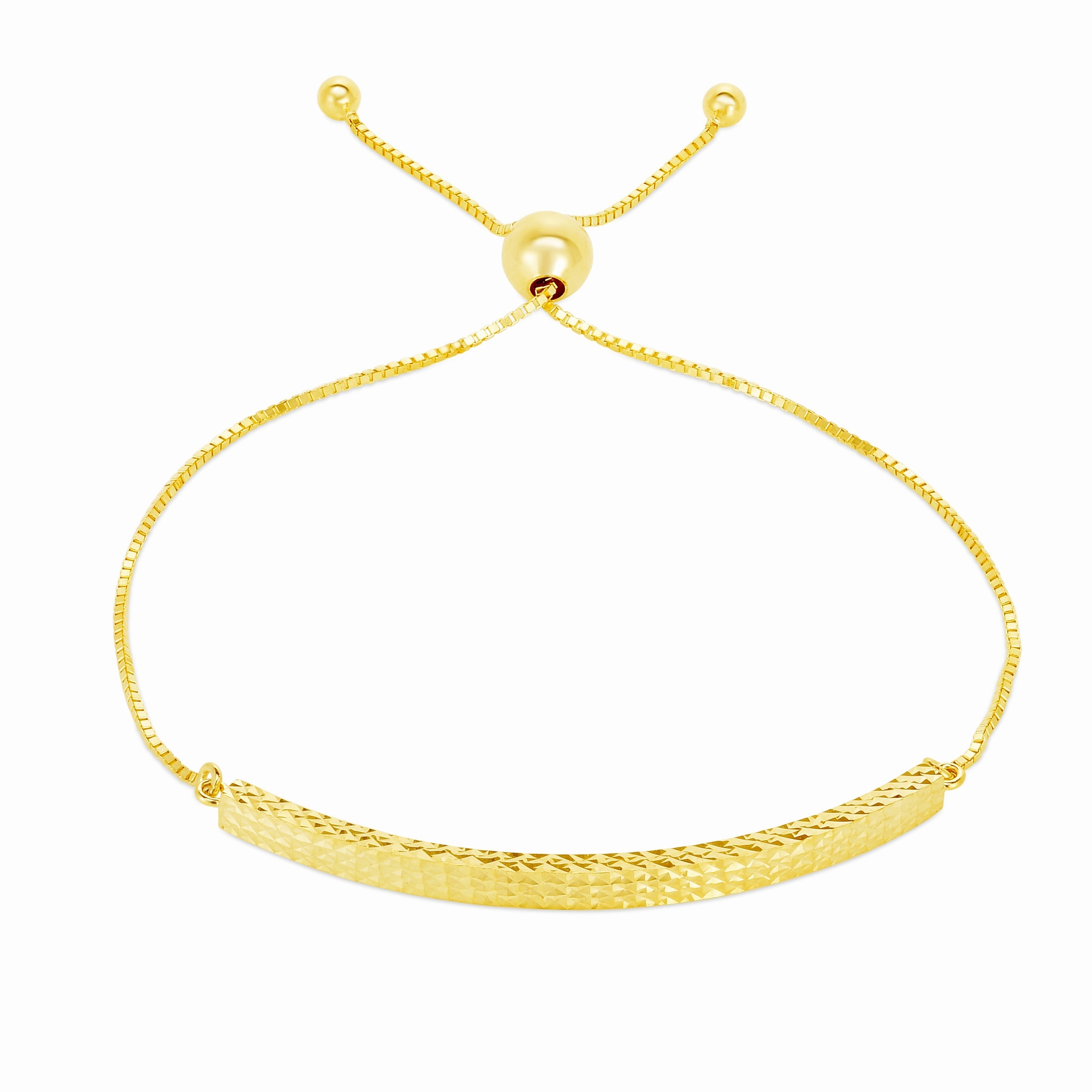 14K Gold Curved Bar Friendship Bracelet
