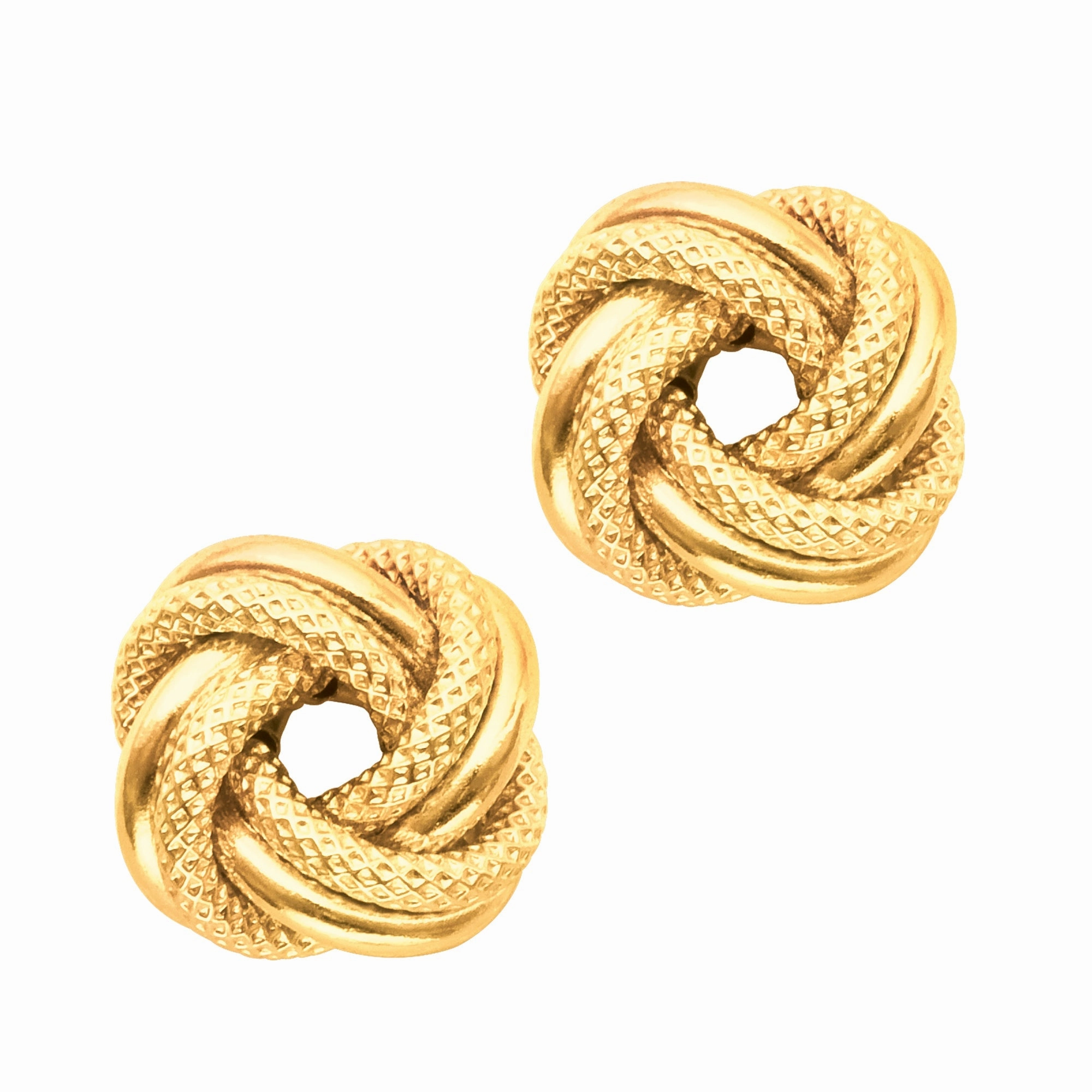 14K Gold Diamond Cut & Polished Love Knot Stud Earring