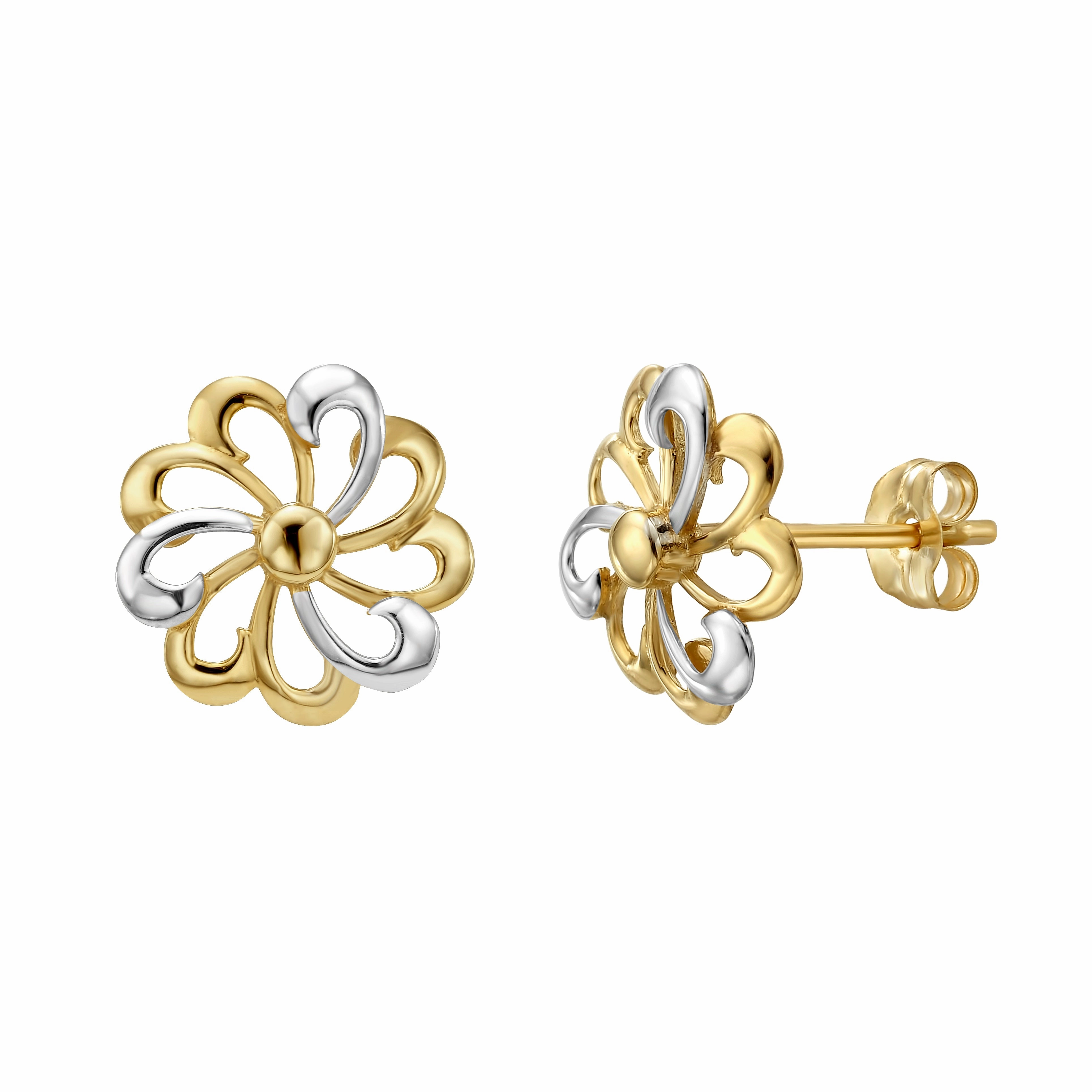 14K Gold Flower Stud Earring