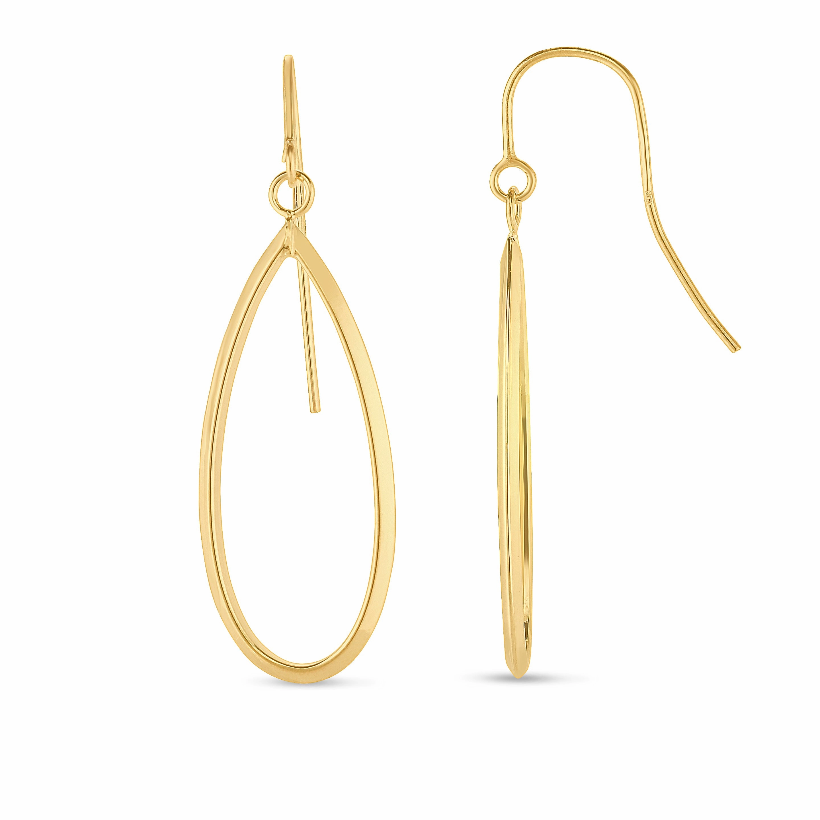 14K Gold Graduated Open Oval Dangle Earring