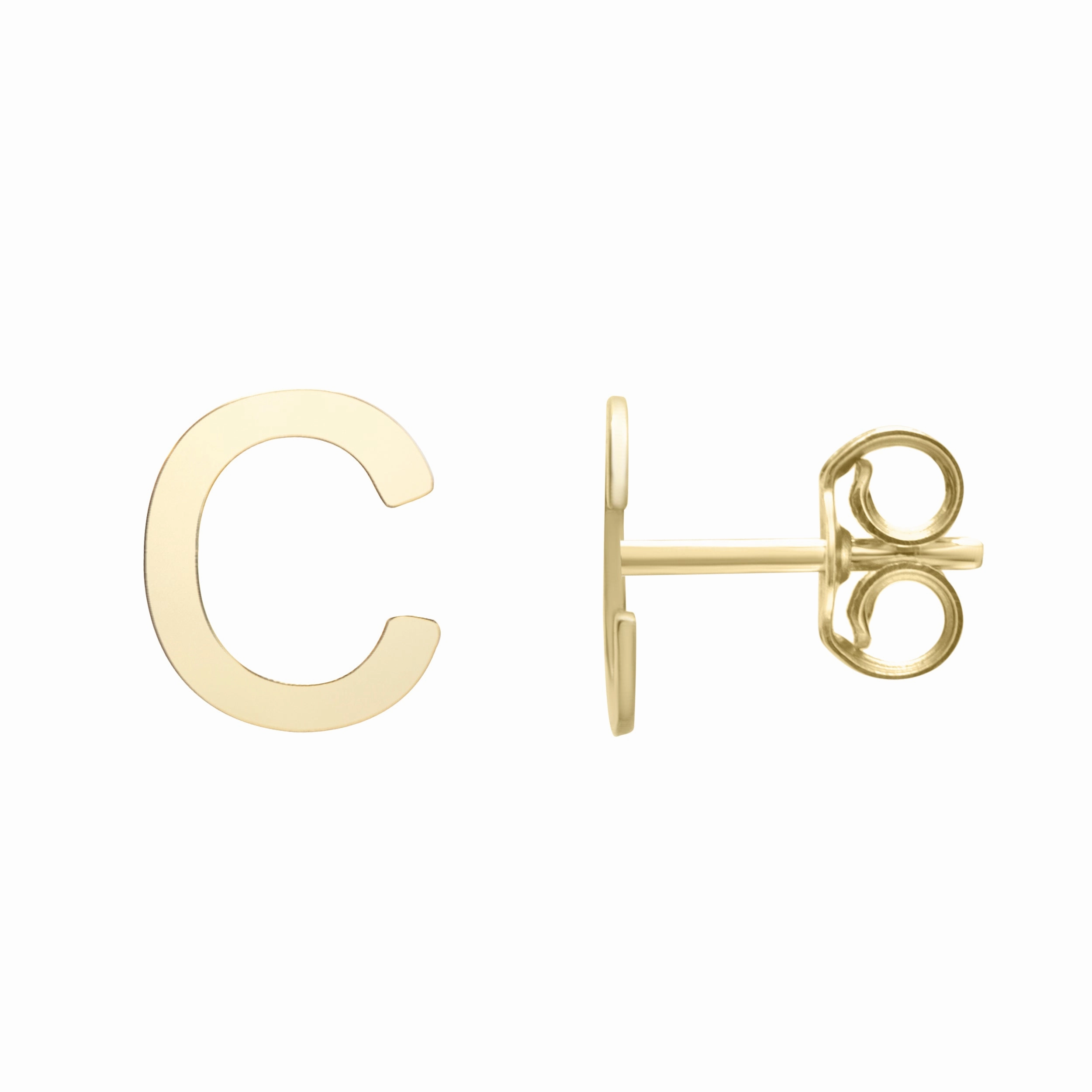 14K Gold Initial C Stud Earring