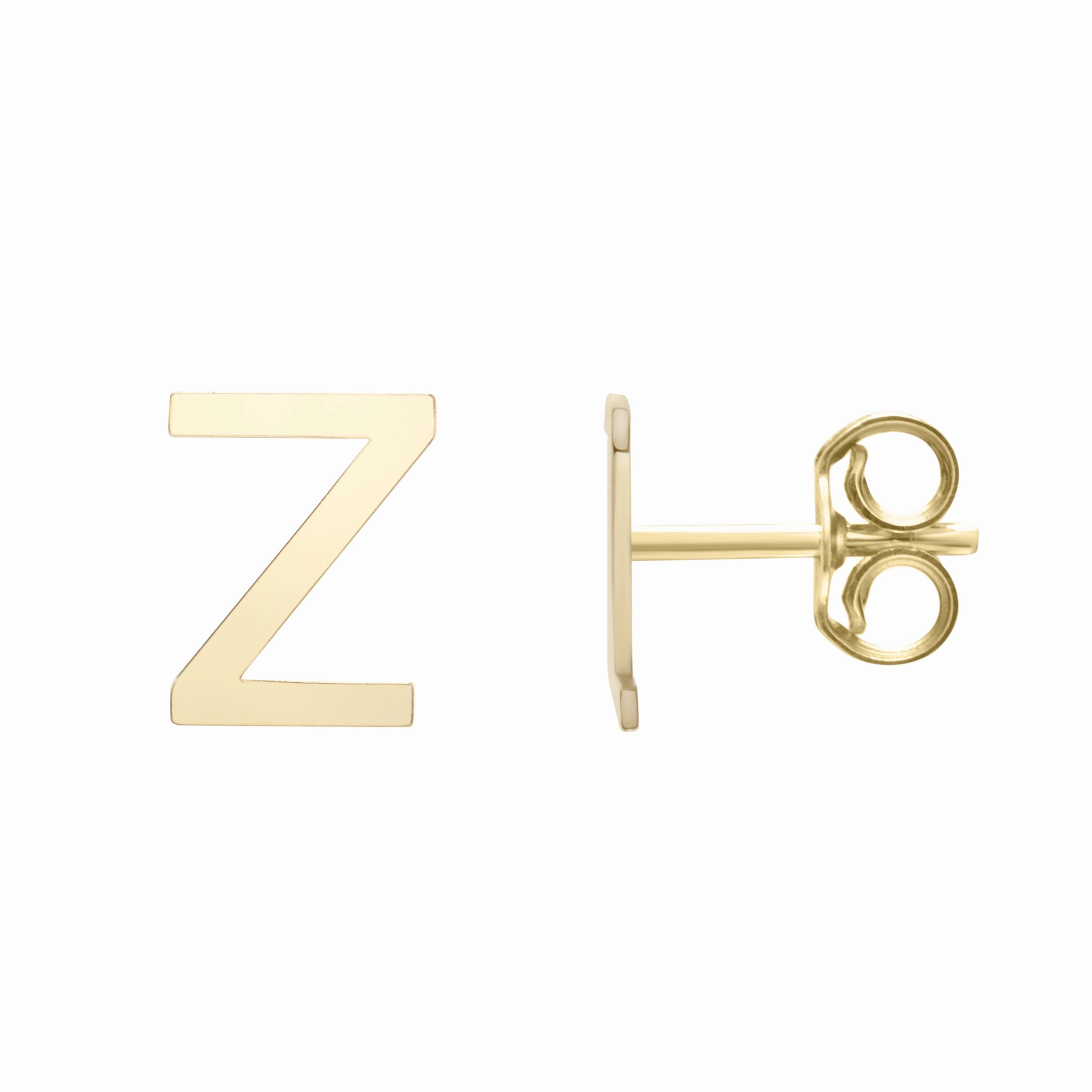 14K Gold Initial Z Stud Earring