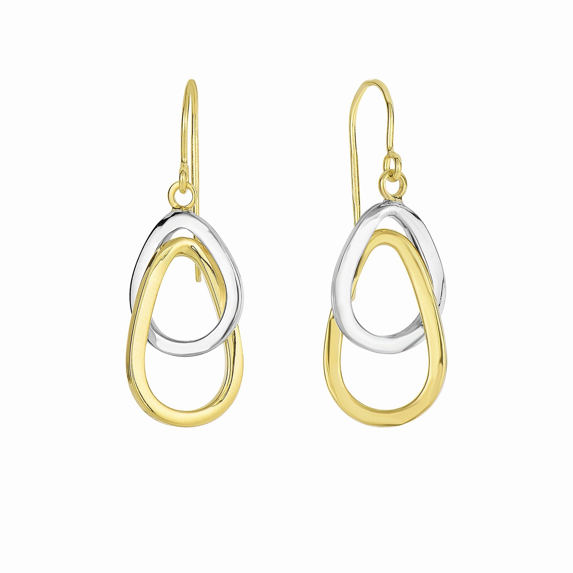 14K Gold Interlocked Ovals Drop Earring