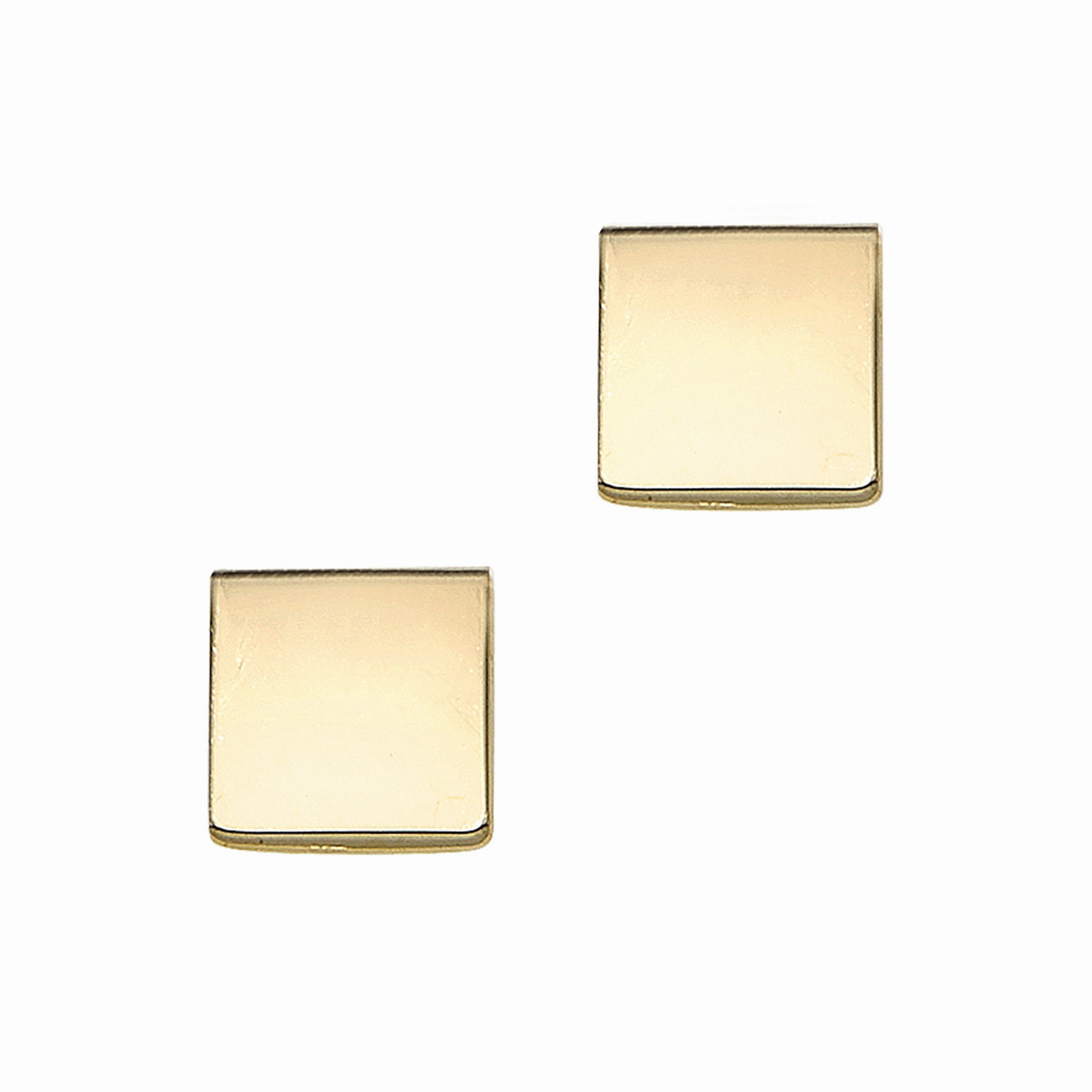 14K Gold Polished Square Stud Earring