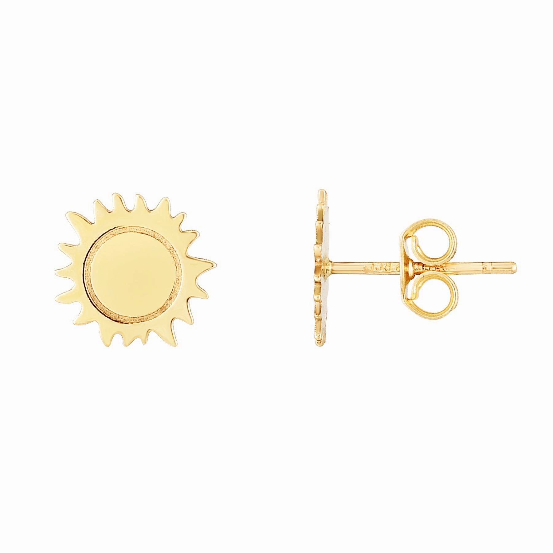 14K Gold Polished Sun Stud Earring