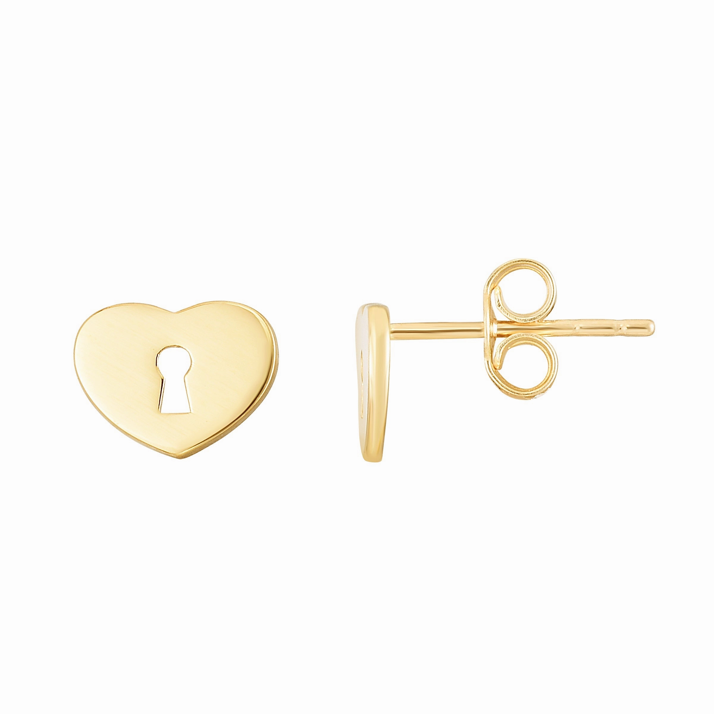 14K Heart Padlock Studs