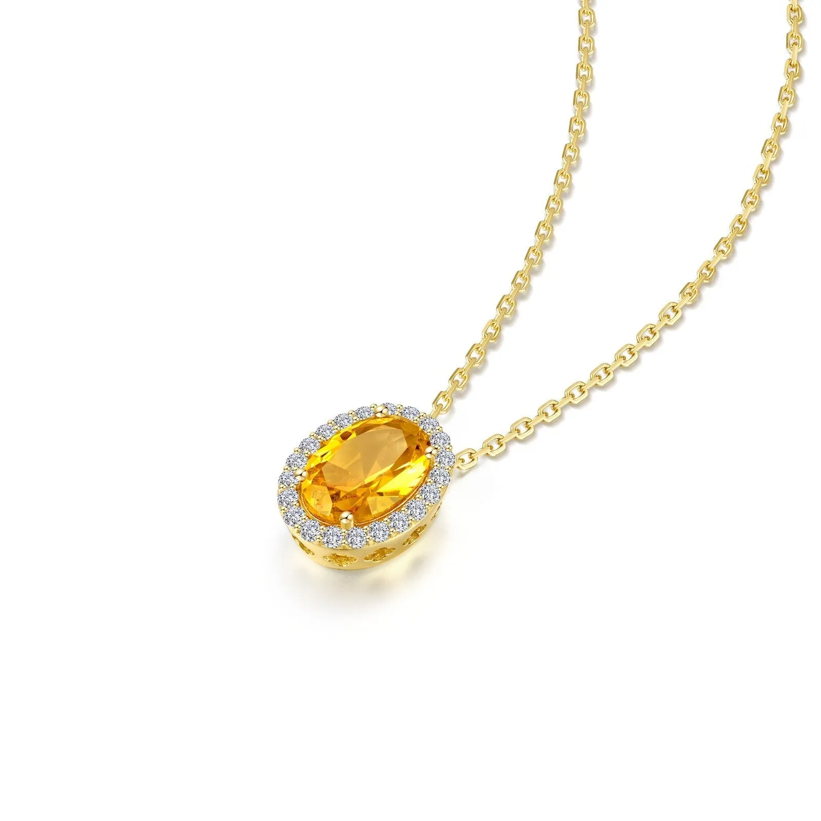 2.56 CTW Oval Halo Necklace N0340BTP20
