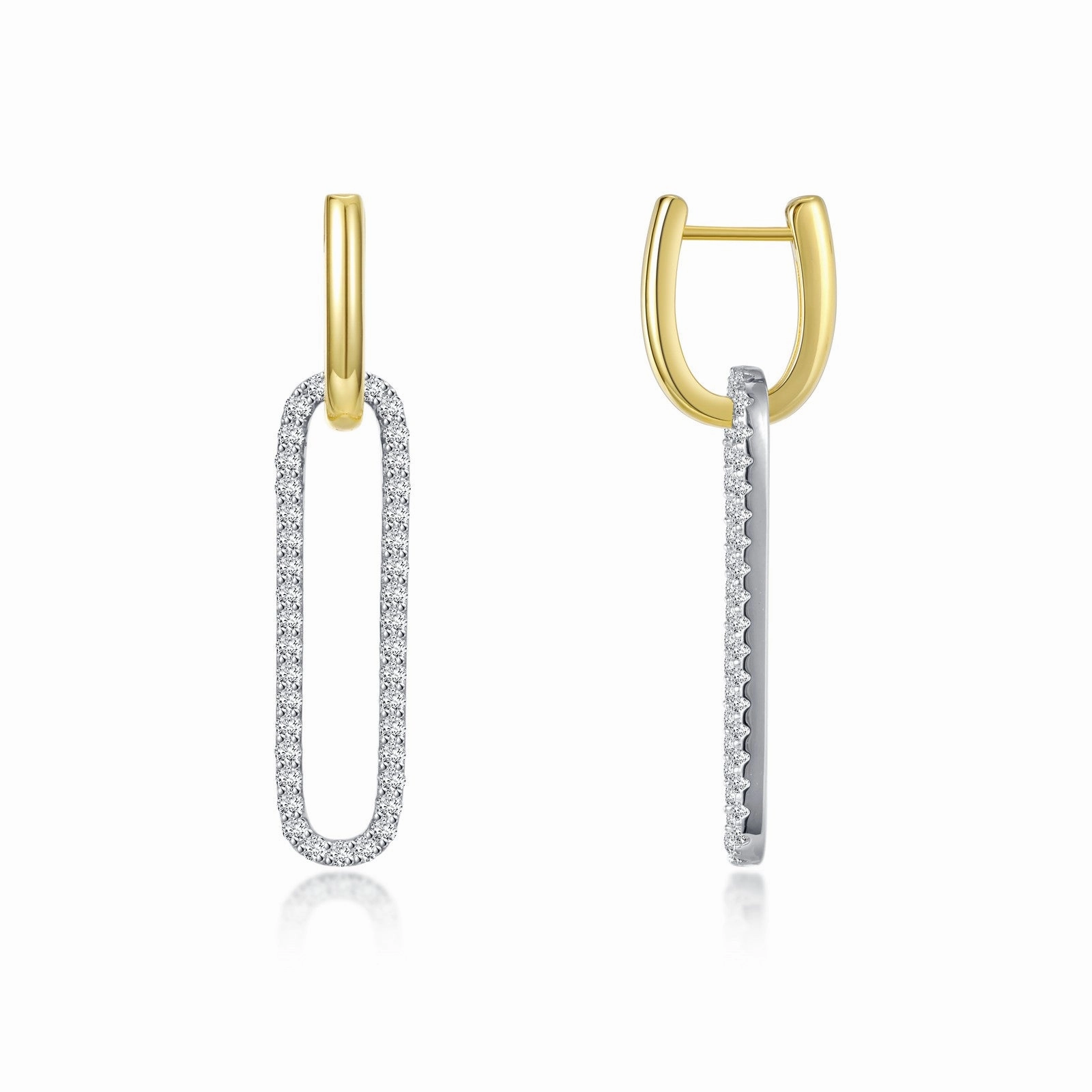 2-Tone Paperclip Drop Earrings E0506CLT00