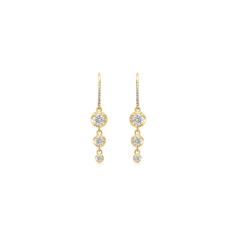 3 Graduated Illusion Set Diamond Earrings