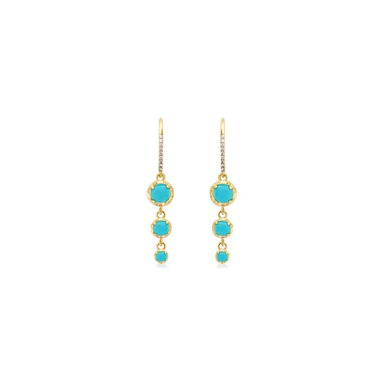 3 Graduated Illusion Set Turquoise Earrings