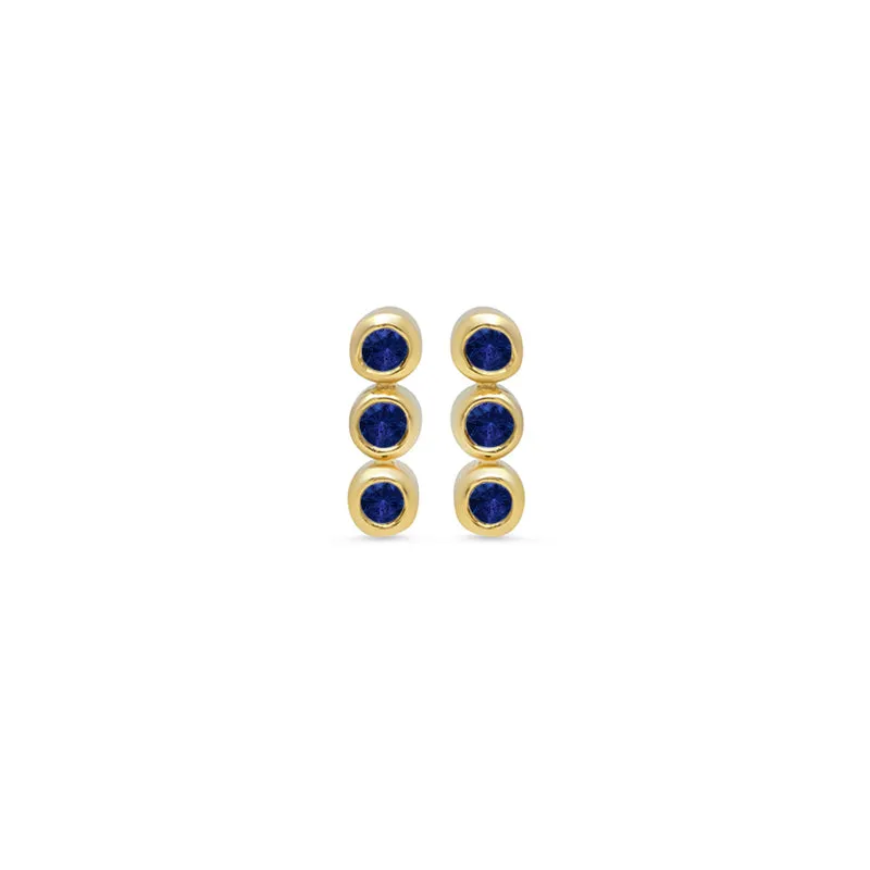 3 Mini Blue Sapphire Bezel Studs