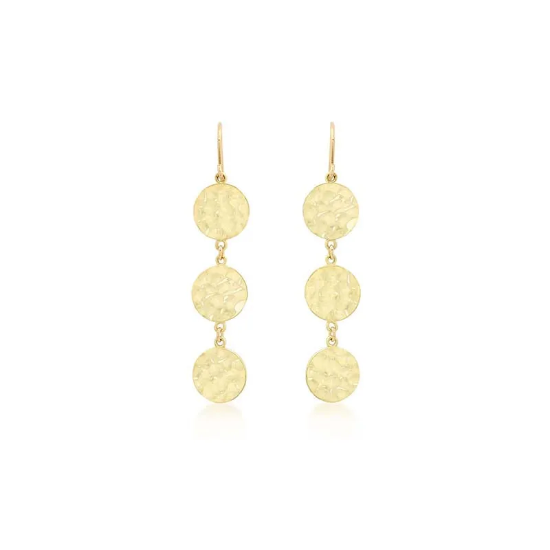 3 Mini Hammered Disc Earrings