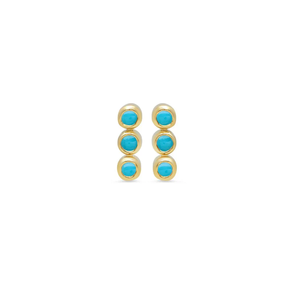 3 Mini Turquoise Bezel Studs
