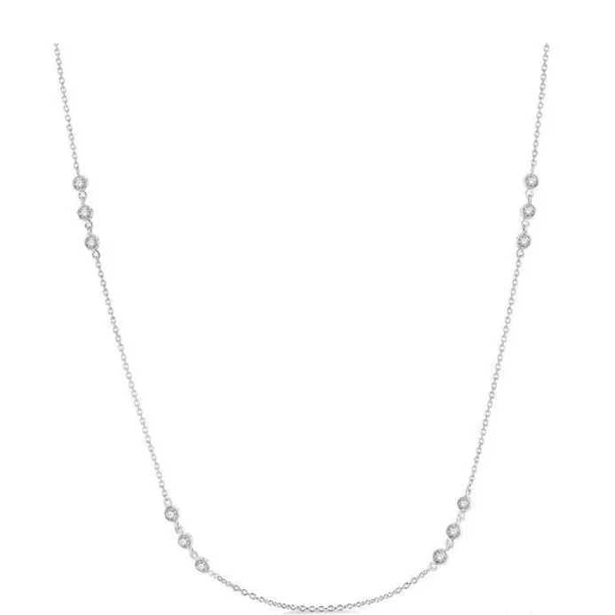 3 Stone Diamond Station Necklace