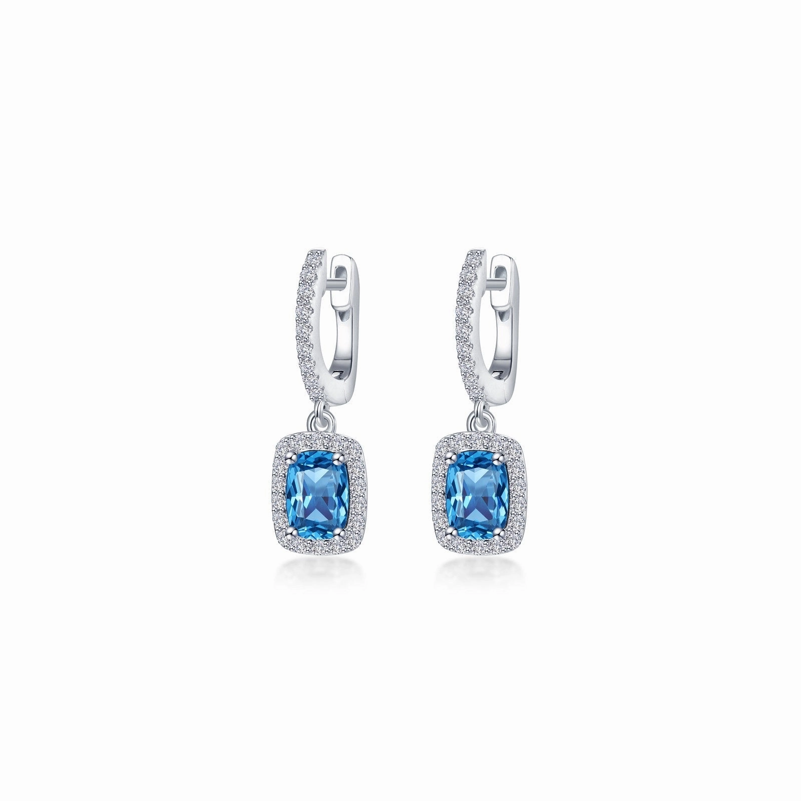 3.02 CTW Halo Cushion-Cut Dangle Earrings E0622AMP00
