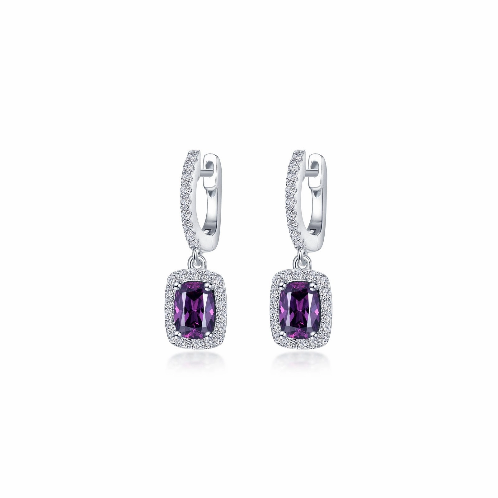 3.02 CTW Halo Cushion-Cut Dangle Earrings E0622AMP00