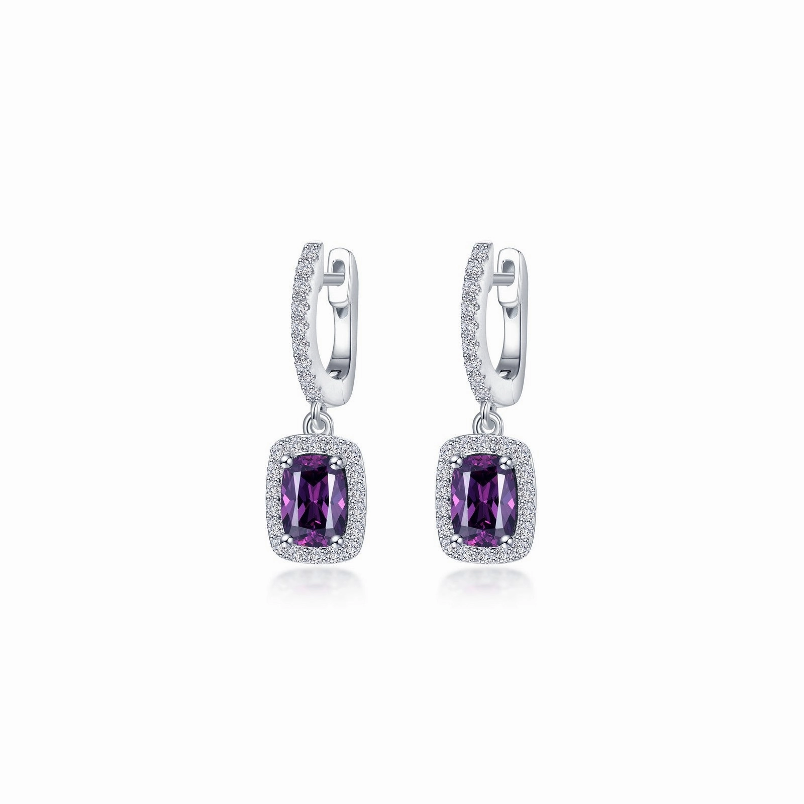 3.02 CTW Halo Cushion-Cut Dangle Earrings E0622BTP00