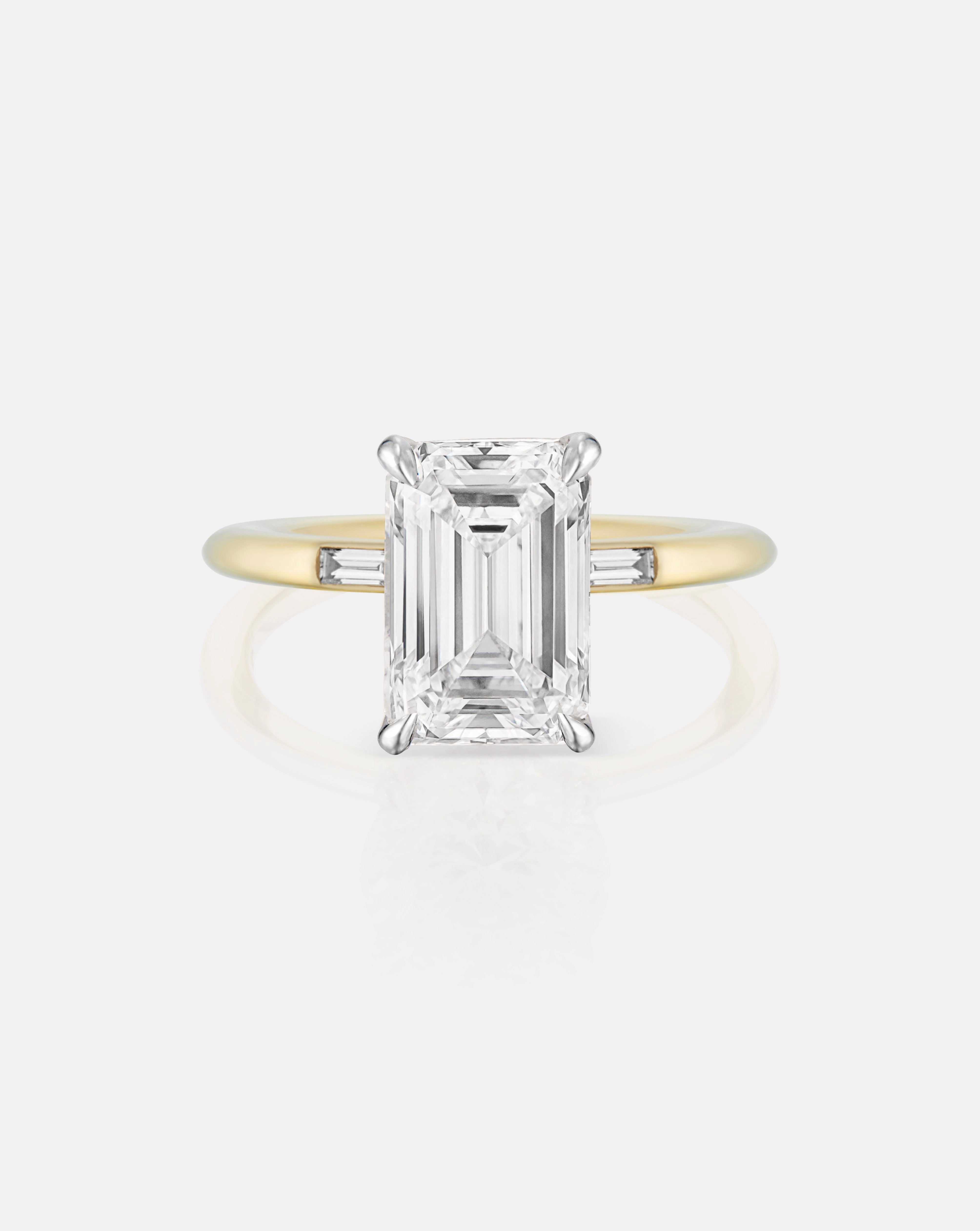 3.13 Emerald Lab Diamond in Cloud Inlay Baguette
