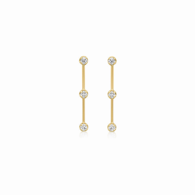 3 illusion Set Diamond Linear Studs