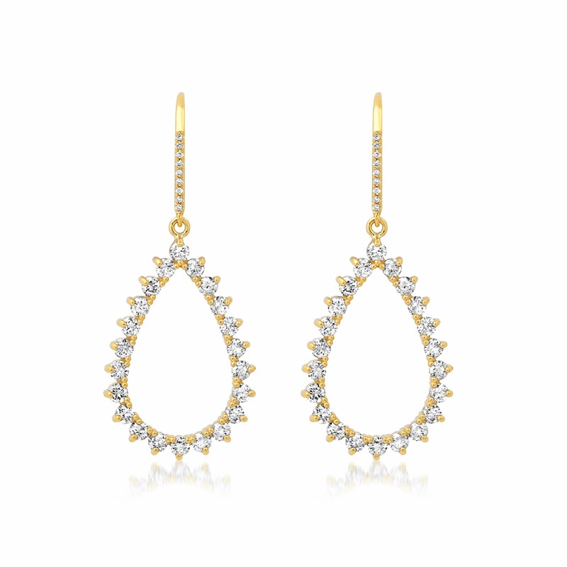 3-Prong Diamond Open Teardrop Earrings