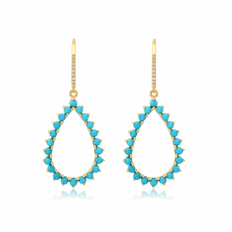 3-Prong Turquoise Open Teardrop Earrings
