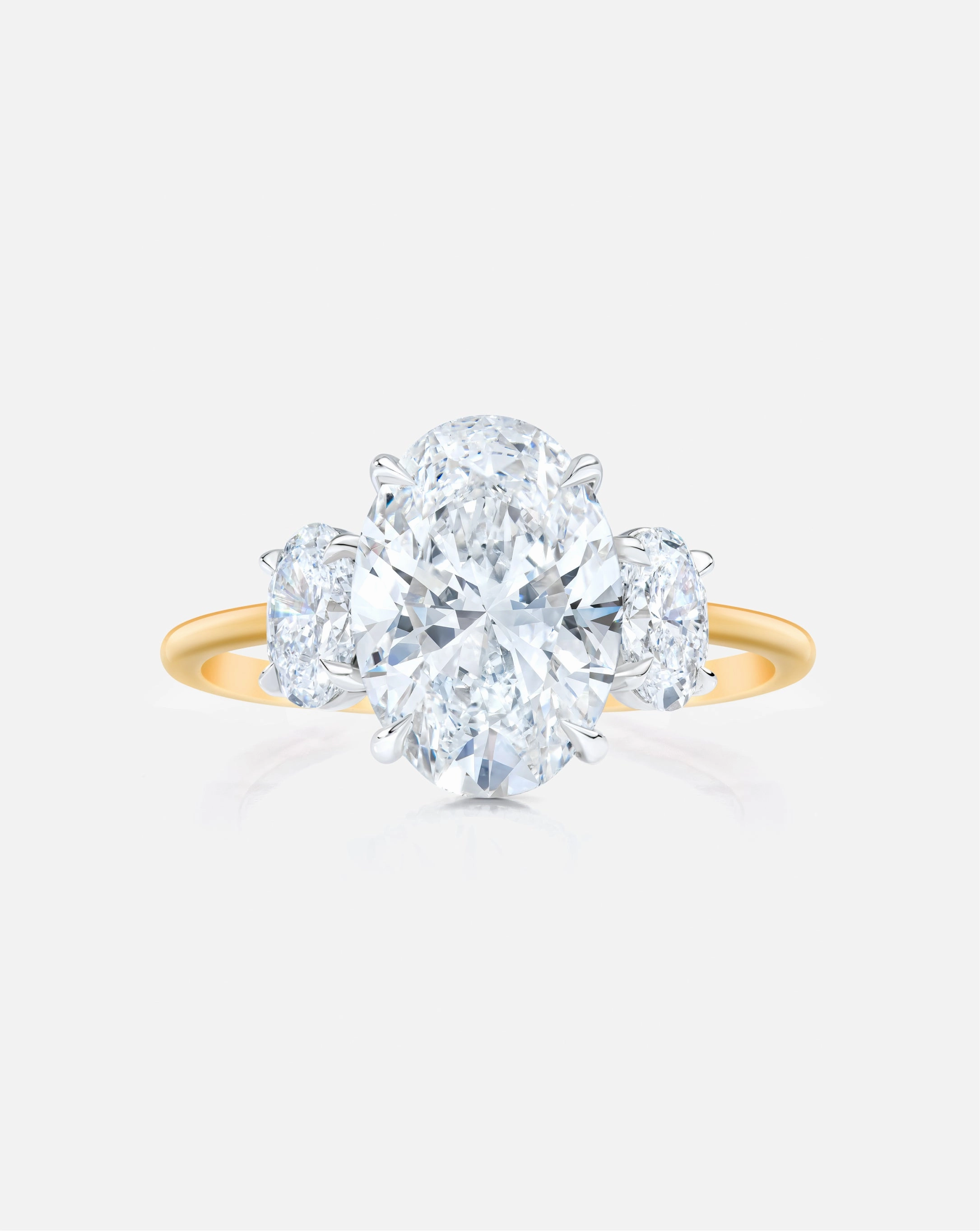 4.04 Oval Lab Diamond in Whisper Thin Three Stone with Ovals