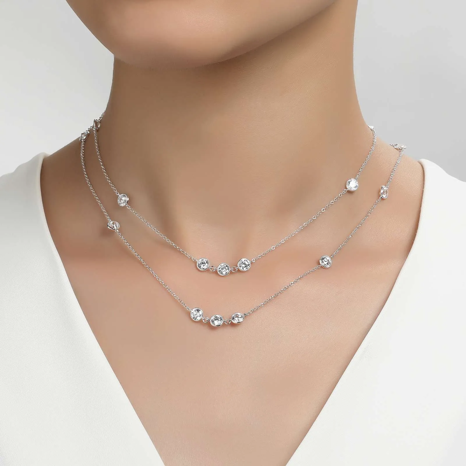 6.48 CTW Station Necklace N0083CLP36