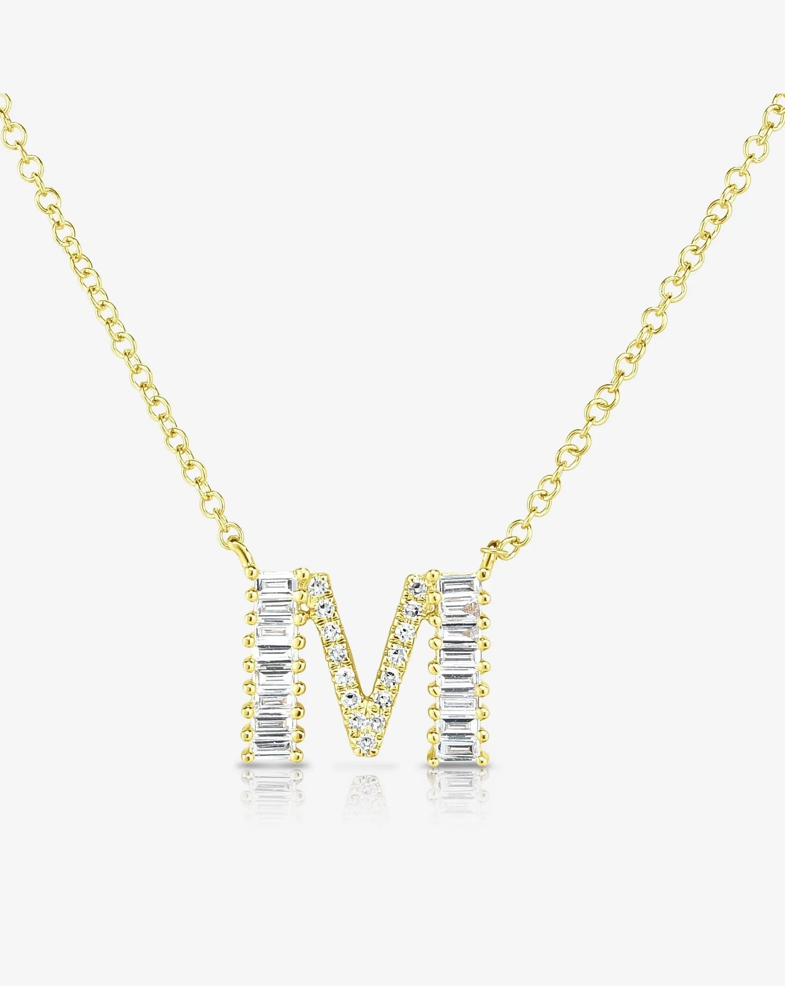 Baguette   Pav Initial Necklace