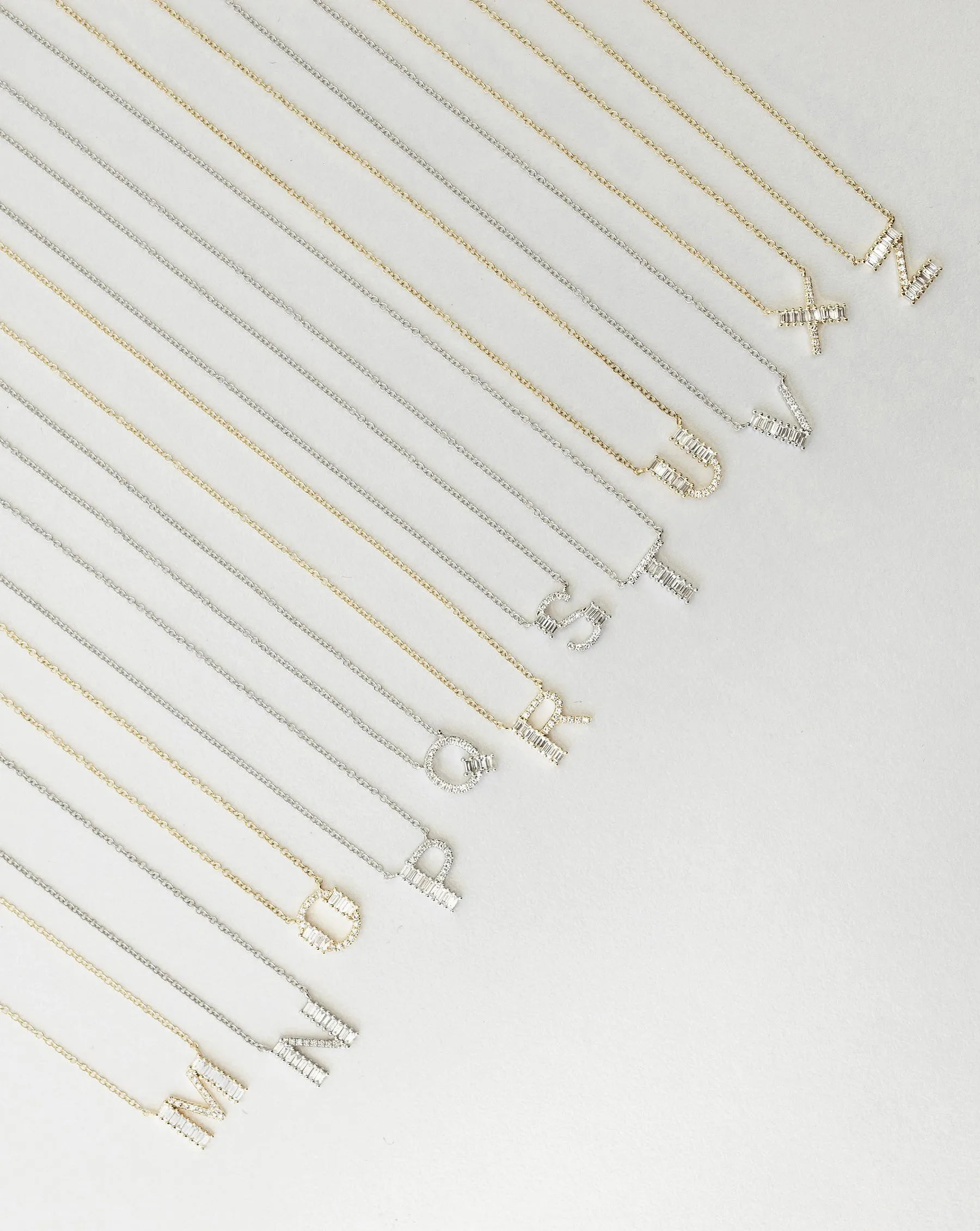 Baguette   Pav Initial Necklace