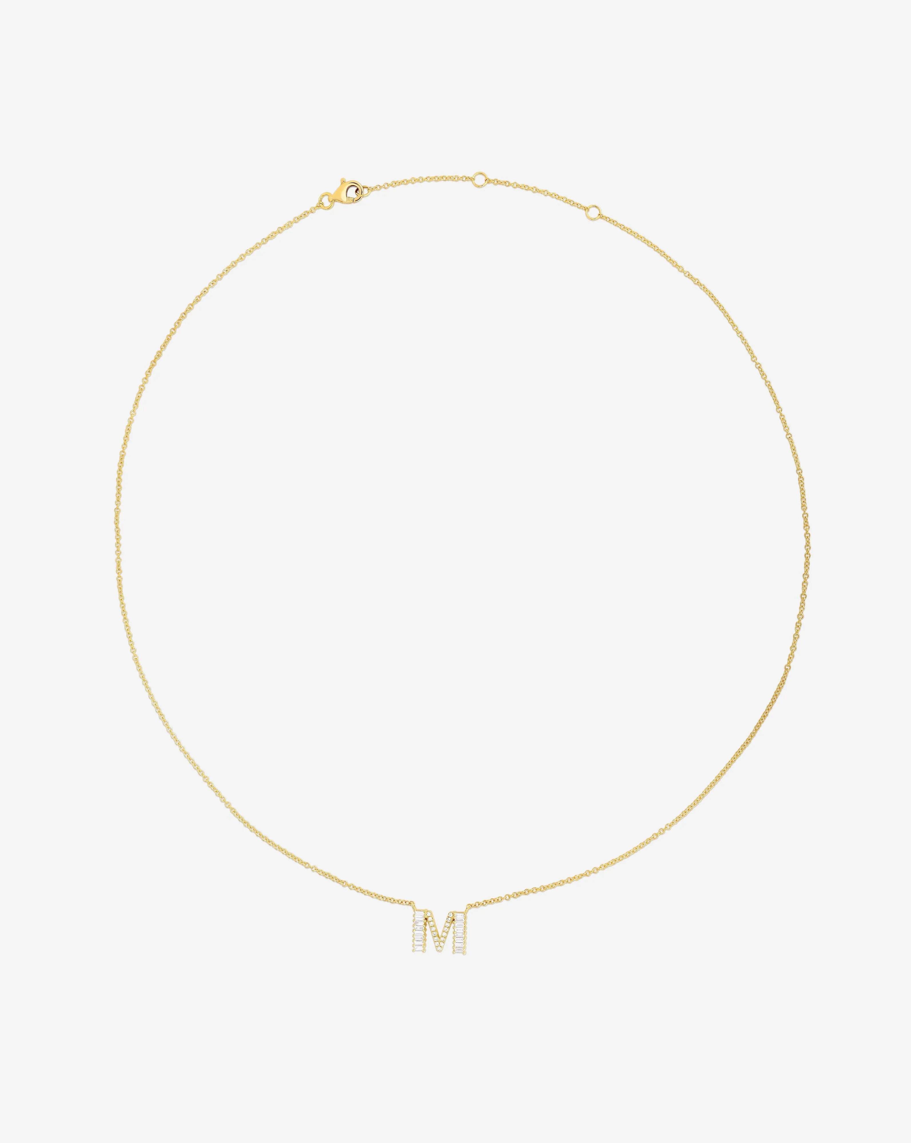 Baguette   Pav Initial Necklace