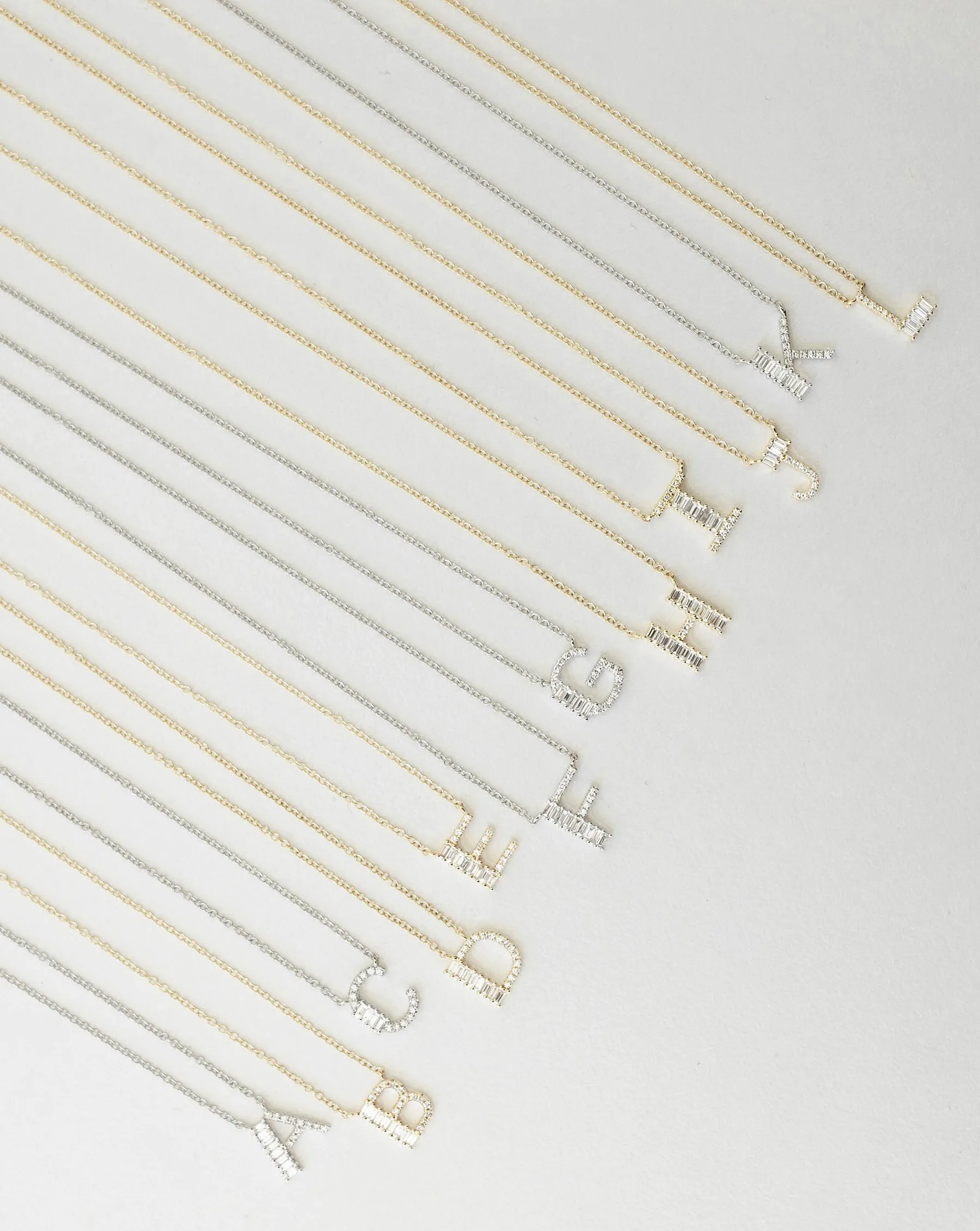 Baguette   Pav Initial Necklace