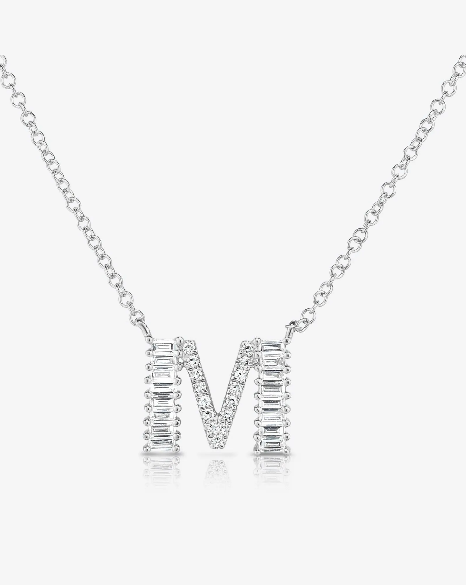 Baguette   Pav Initial Necklace