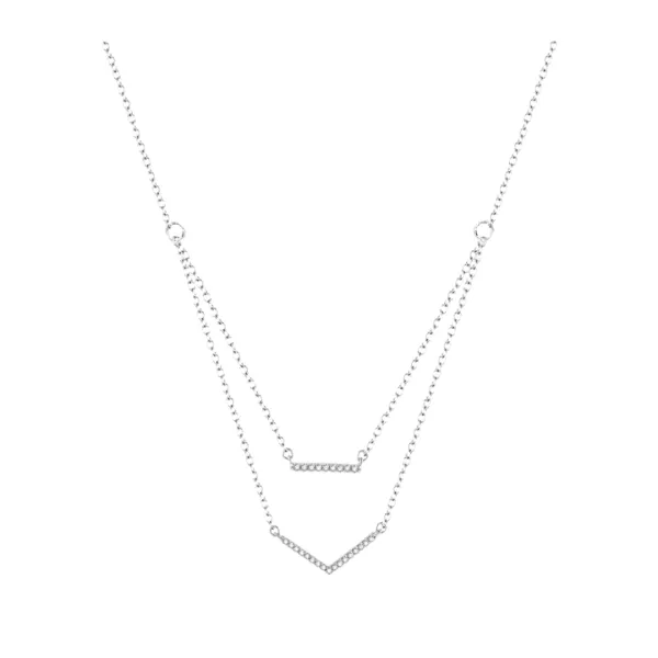 Bar & V-Layered Diamond Necklace