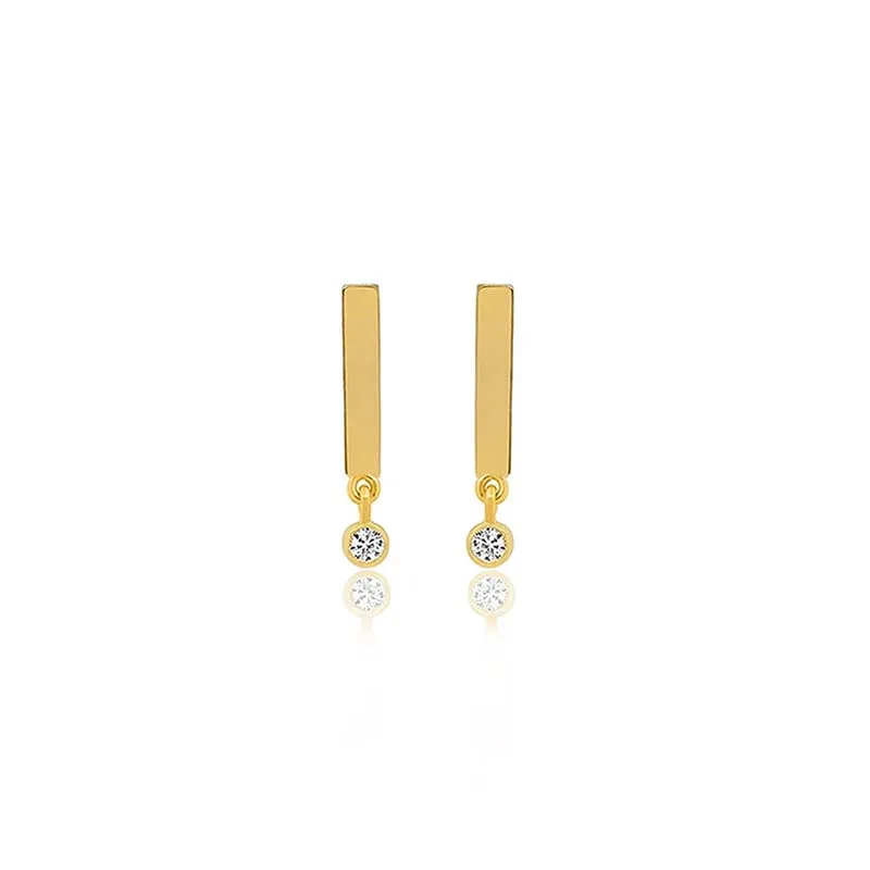 Bar Studs with Diamond Bezel Drop