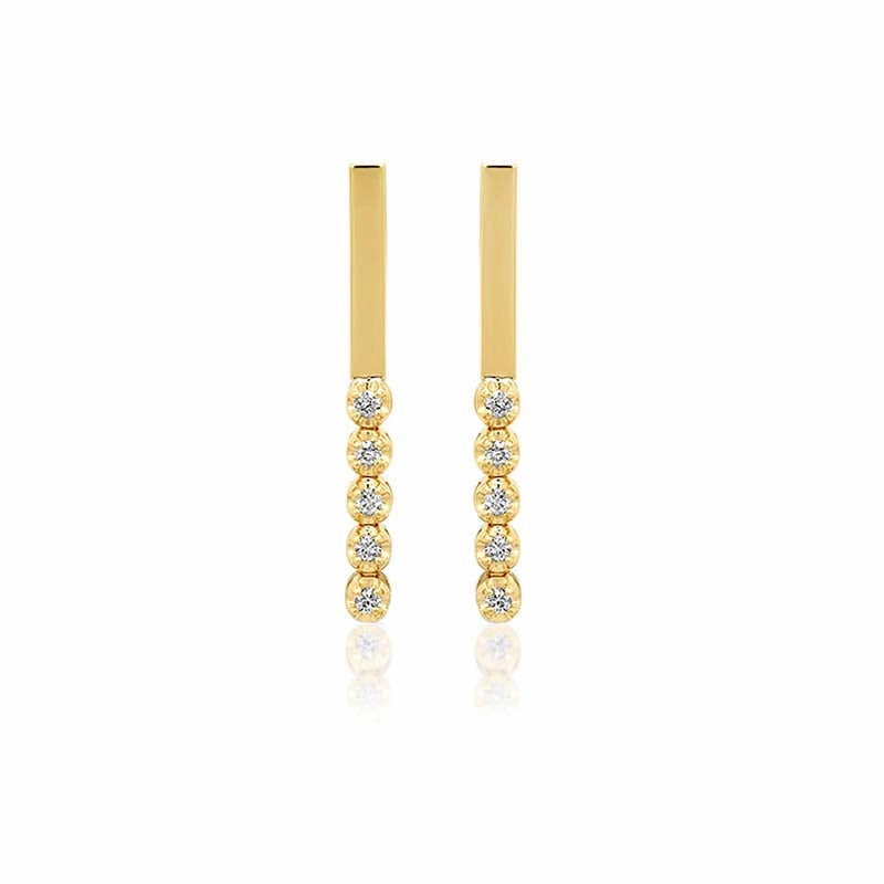 Bar Studs with 5 Illusion Set Diamonds