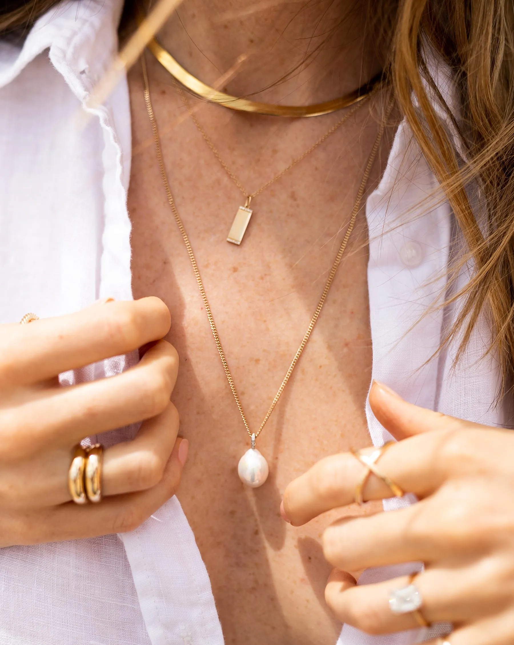 Baroque Pearl   Pav Layering Necklace